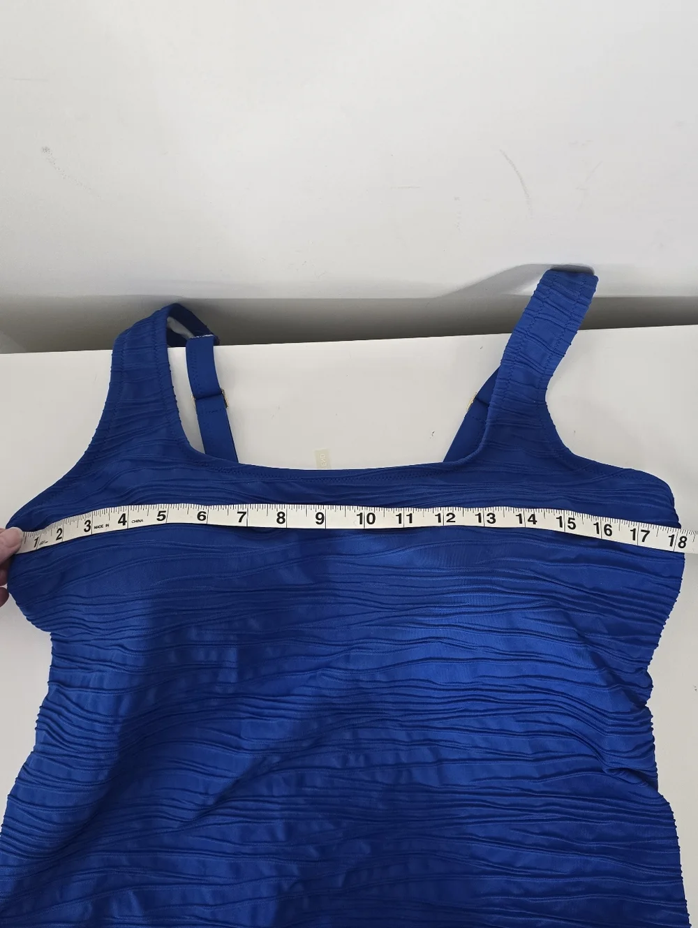 Lands End Textured Square Neck Tankini Skirt Swim Set 16W DD Royal Blue - Picture 10 of 12